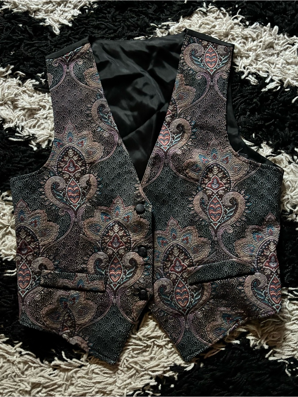 ILGWU Vintage 1980’s Whimsygoth Paisley Print Multicolor Vest Women’s 12